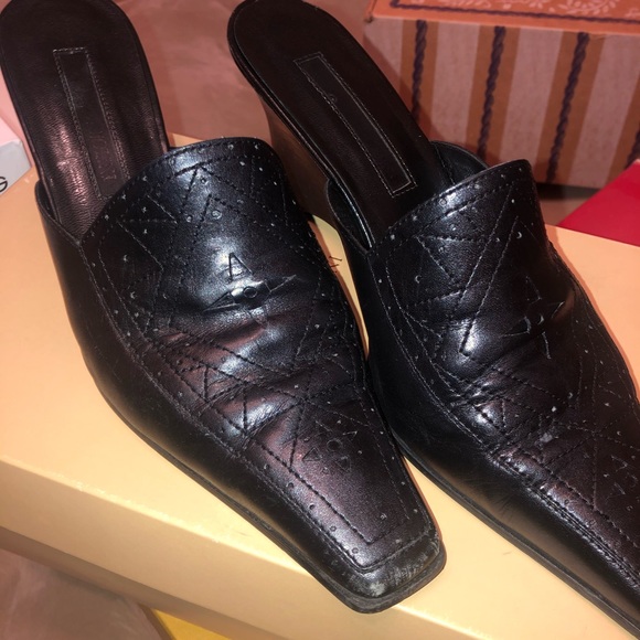 Black leather wedges - Picture 4 of 5